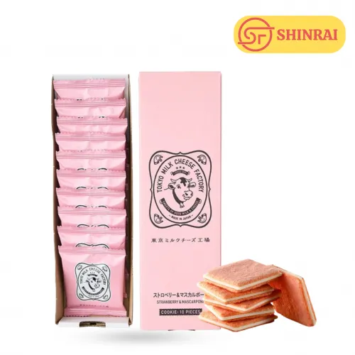 BÁNH TOKYO MILK CHEESE FACTORY VỊ STRAWBERRY & MASCARPONE – Hộp 10 bánh | Quà tặng Nhật Bản cao cấp